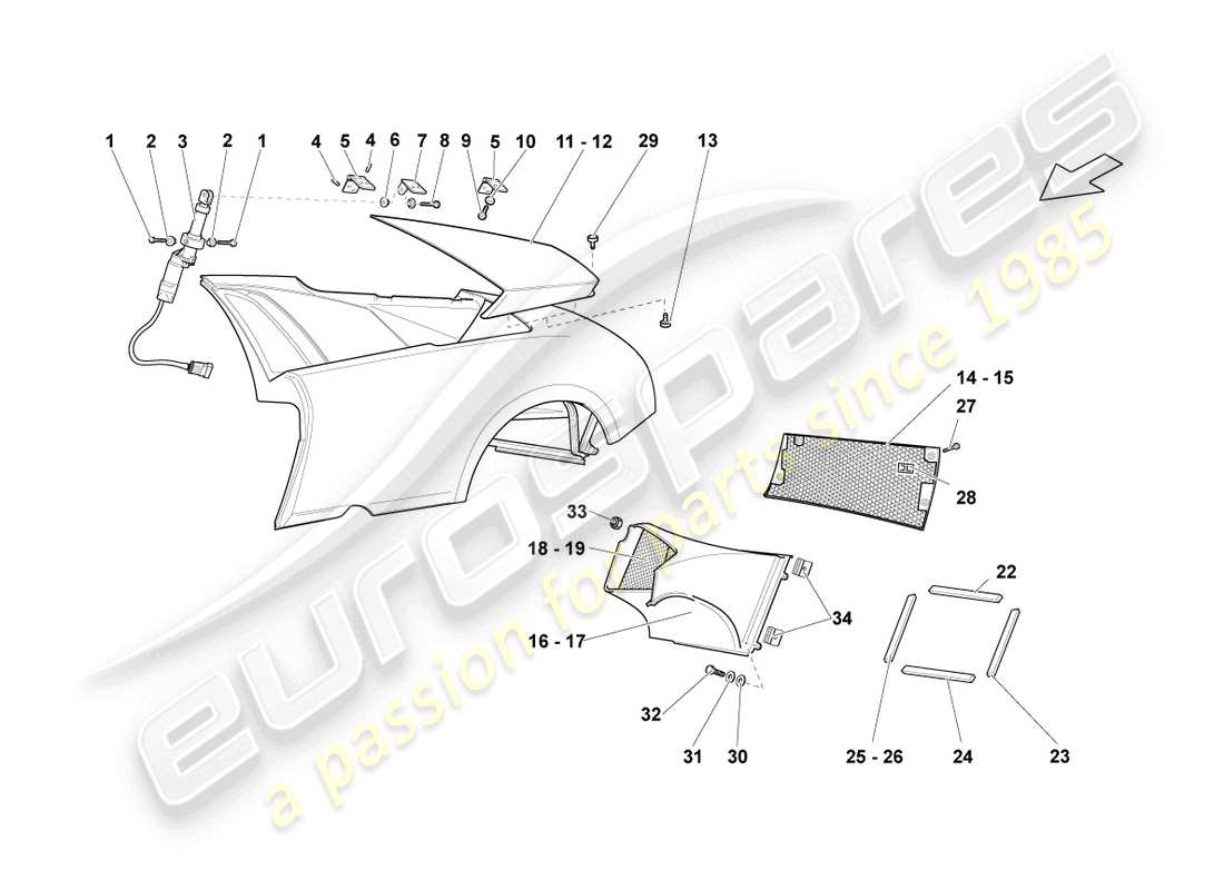 lamborghini lp640 roadster (2008) side panel trim part diagram