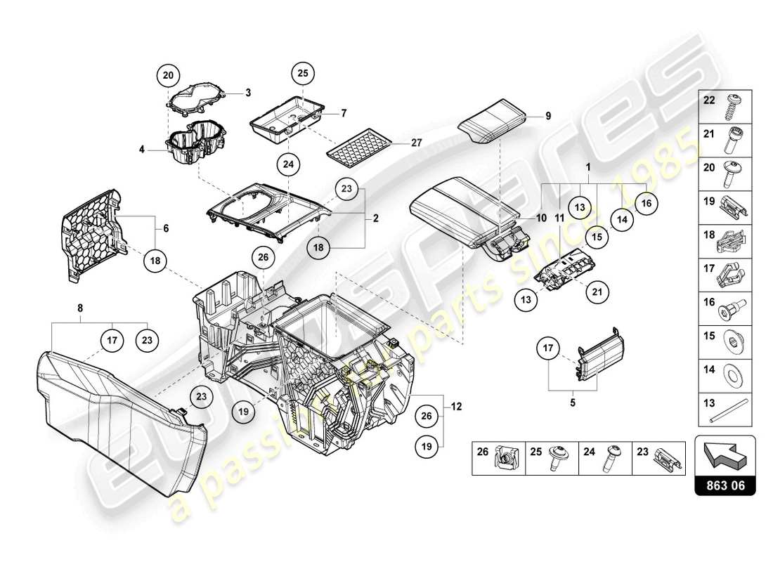 lamborghini urus (2019) armrest part diagram