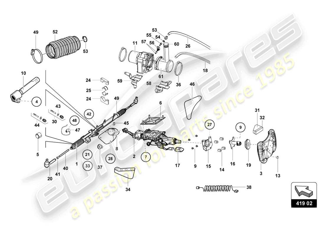 lamborghini super trofeo evo 2 (2022) steering part diagram