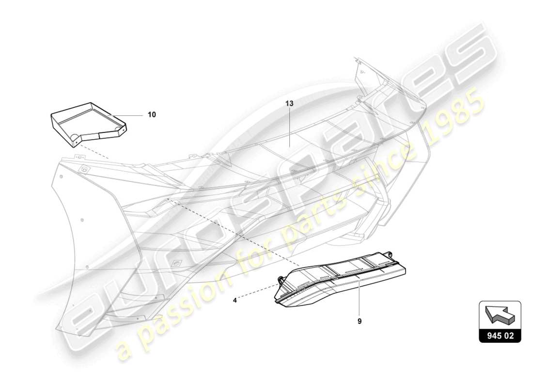 lamborghini super trofeo evo (2018) rear lights part diagram