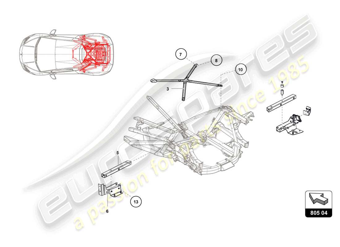 lamborghini super trofeo evo 2 (2022) rear frame outer elements part diagram