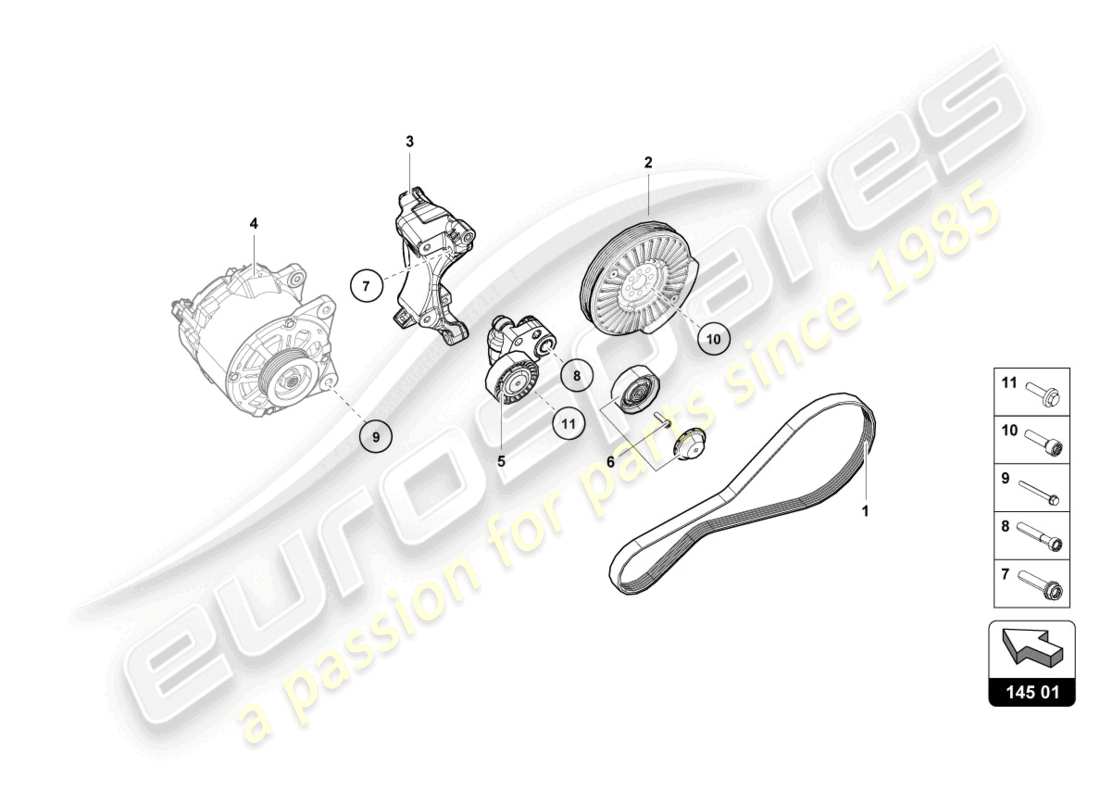 lamborghini evo coupe 2wd (2023) individual parts for 3-phase alternator part diagram