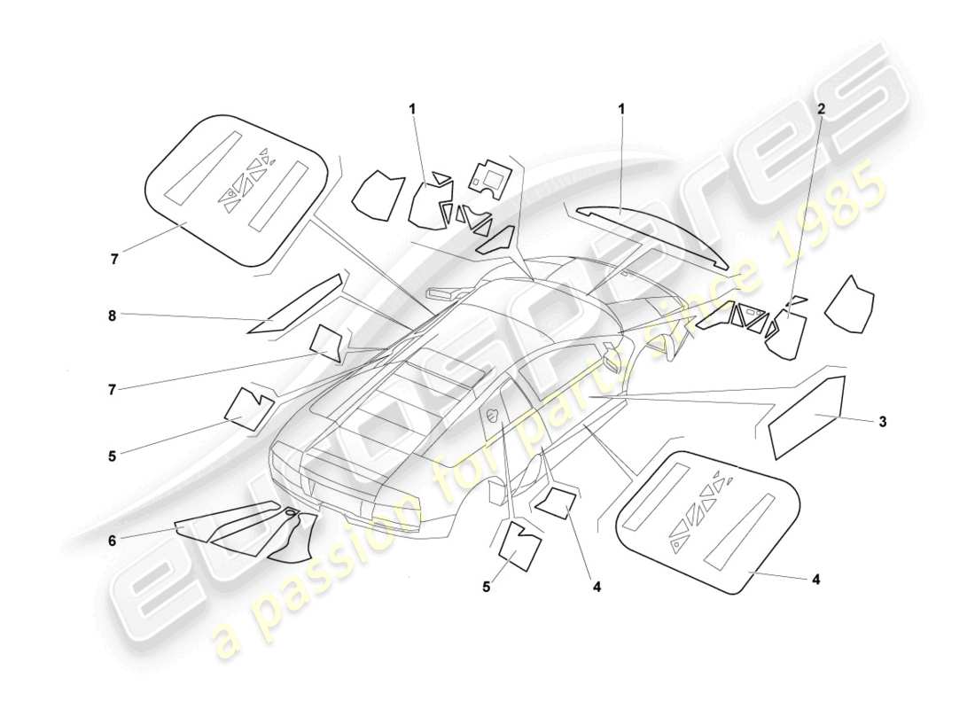 lamborghini lp640 coupe (2007) flame protection part diagram