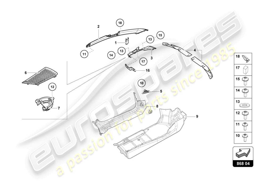 lamborghini evo coupe (2022) pillar trim inner part diagram