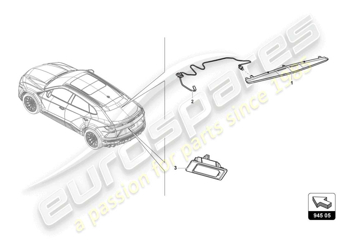 lamborghini urus s (2023) additional brake light part diagram