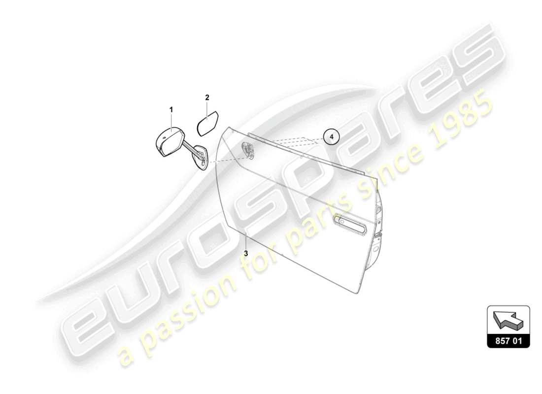 lamborghini super trofeo (2016) external rear view mirror part diagram