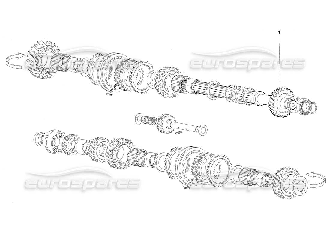 lamborghini diablo sv (1997) driven shaft gears (valid for canada - march 1997) part diagram