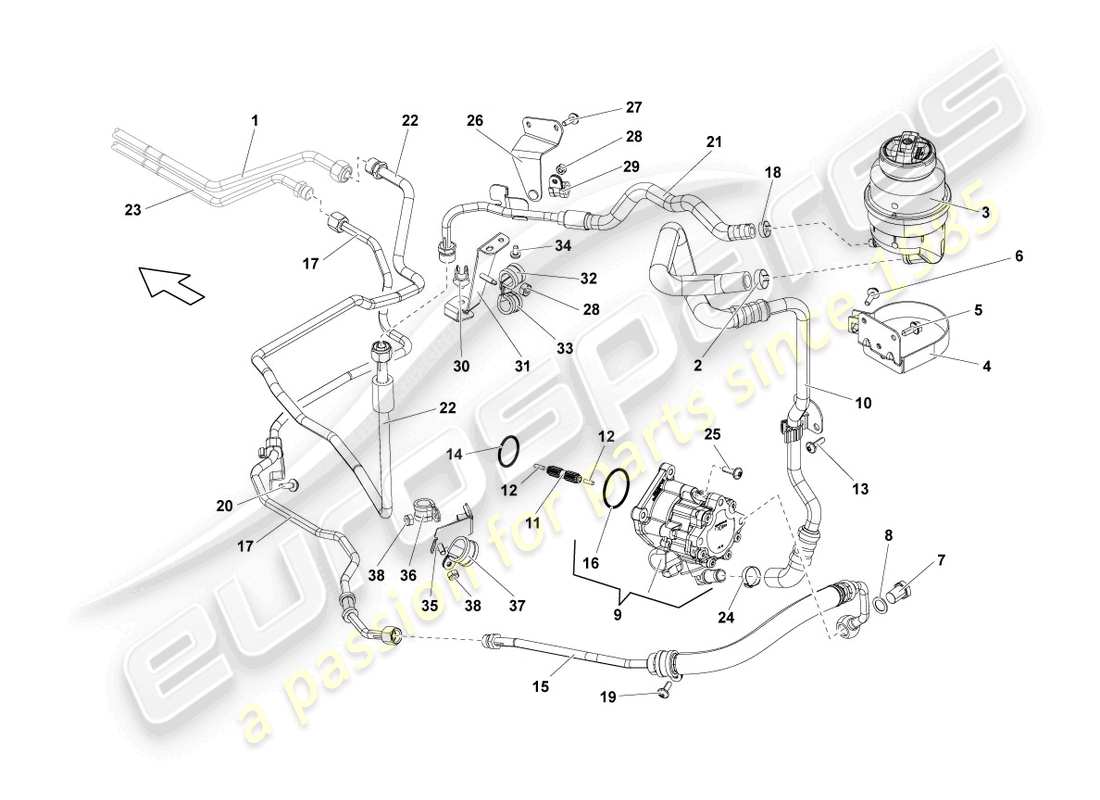 lamborghini blancpain sts (2013) hydraulic system for steering system part diagram