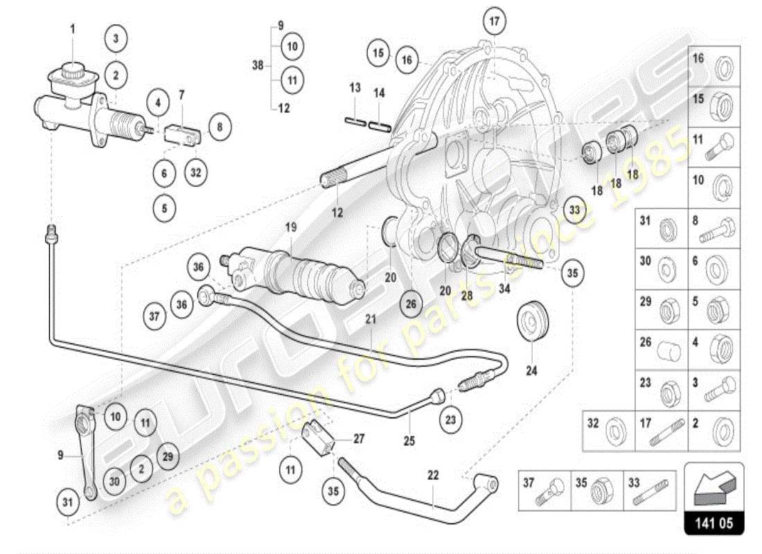 lamborghini diablo vt (1995) clutch part diagram