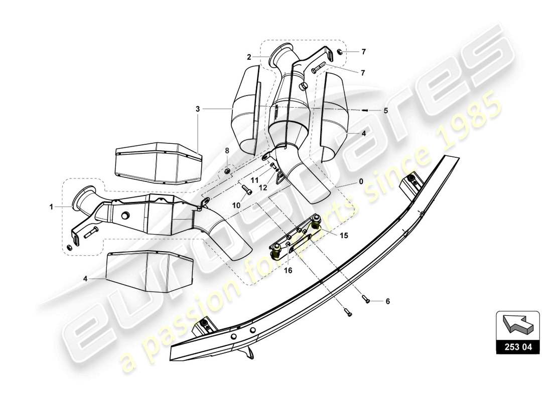 lamborghini super trofeo evo 2 (2022) muffler part diagram