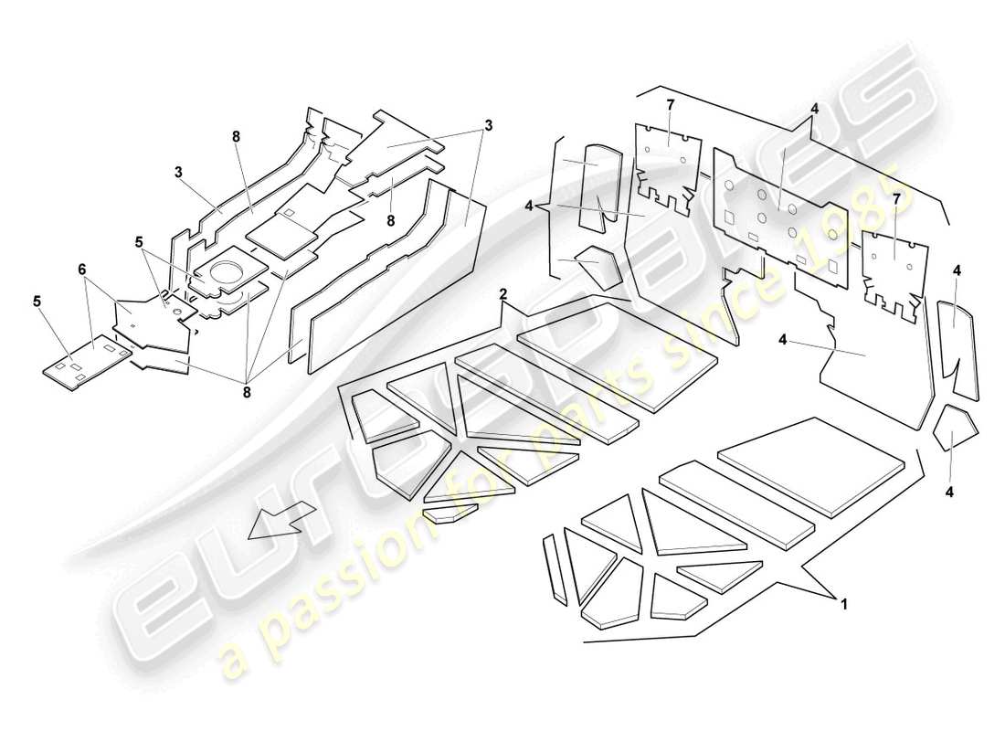 lamborghini lp640 coupe (2007) sound absorbers part diagram