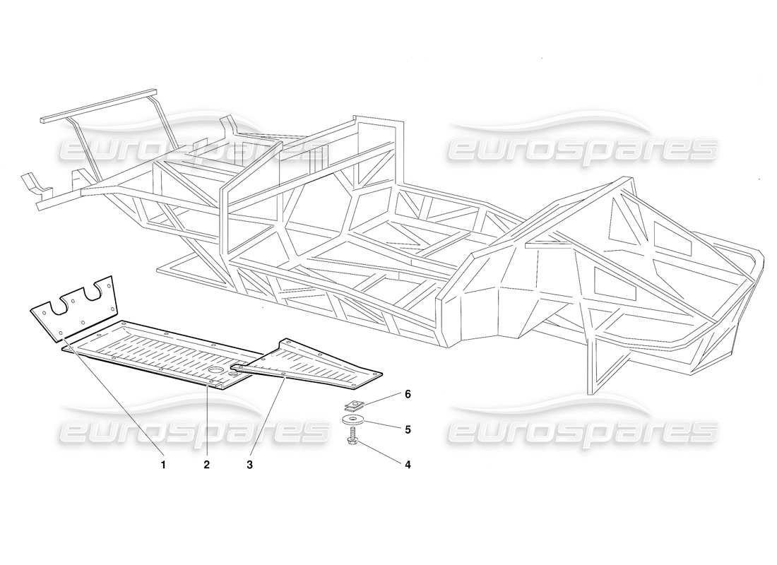 lamborghini diablo (1991) frame elements (valid for switzerland version - october 1991) part diagram