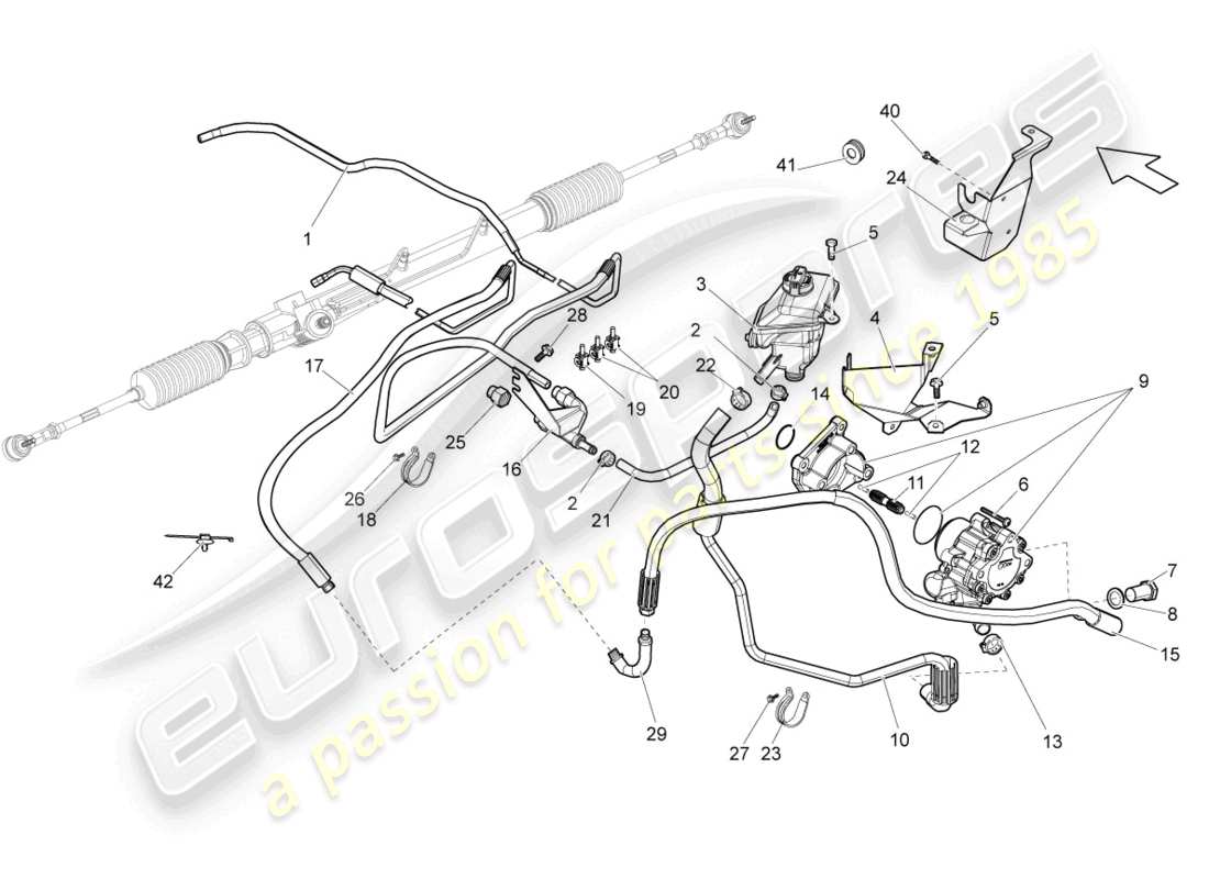 lamborghini gallardo spyder (2007) steering gear part diagram