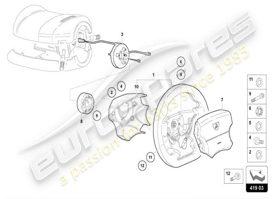 lamborghini diablo vt (1998) steering wheel part diagram