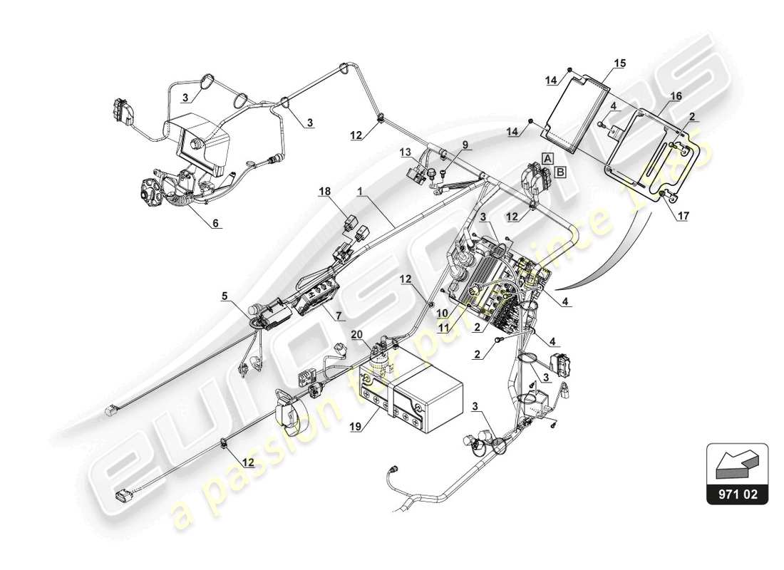 lamborghini gt3 (2017) chassis loom part diagram