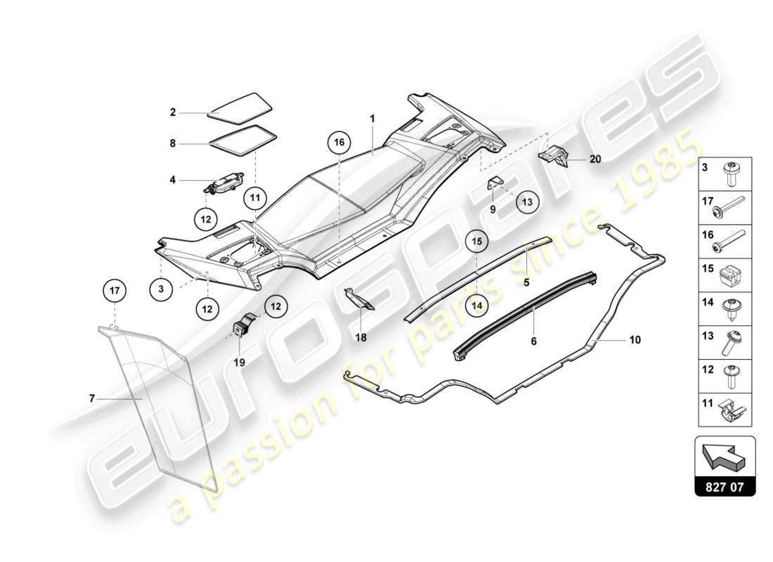 lamborghini ultimae roadster (2022) cover part diagram