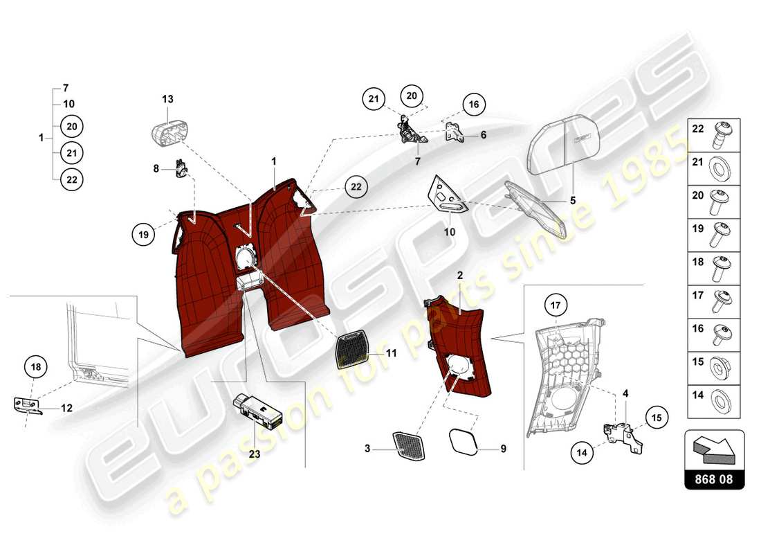 lamborghini evo spyder 2wd (2022) trim inner part diagram