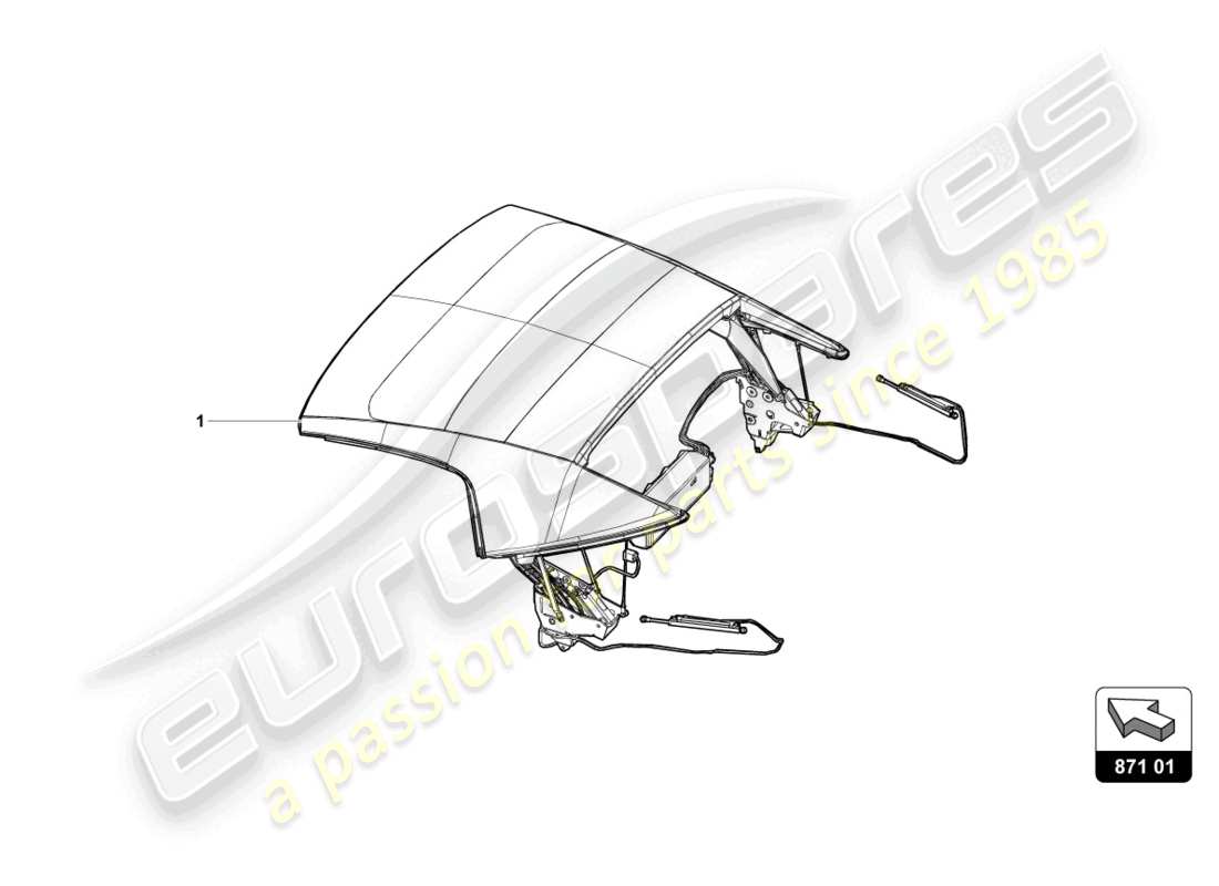 lamborghini evo spyder (2021) cabrio roof part diagram