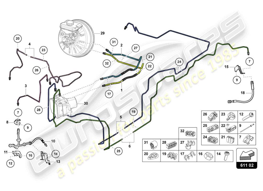 lamborghini urus performante (2024) brake pipe part diagram