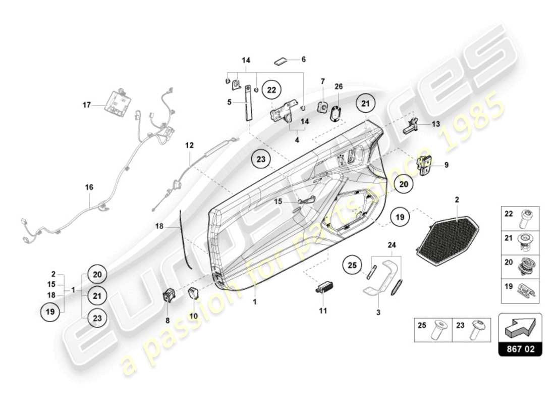 lamborghini sto (2023) door panel part diagram