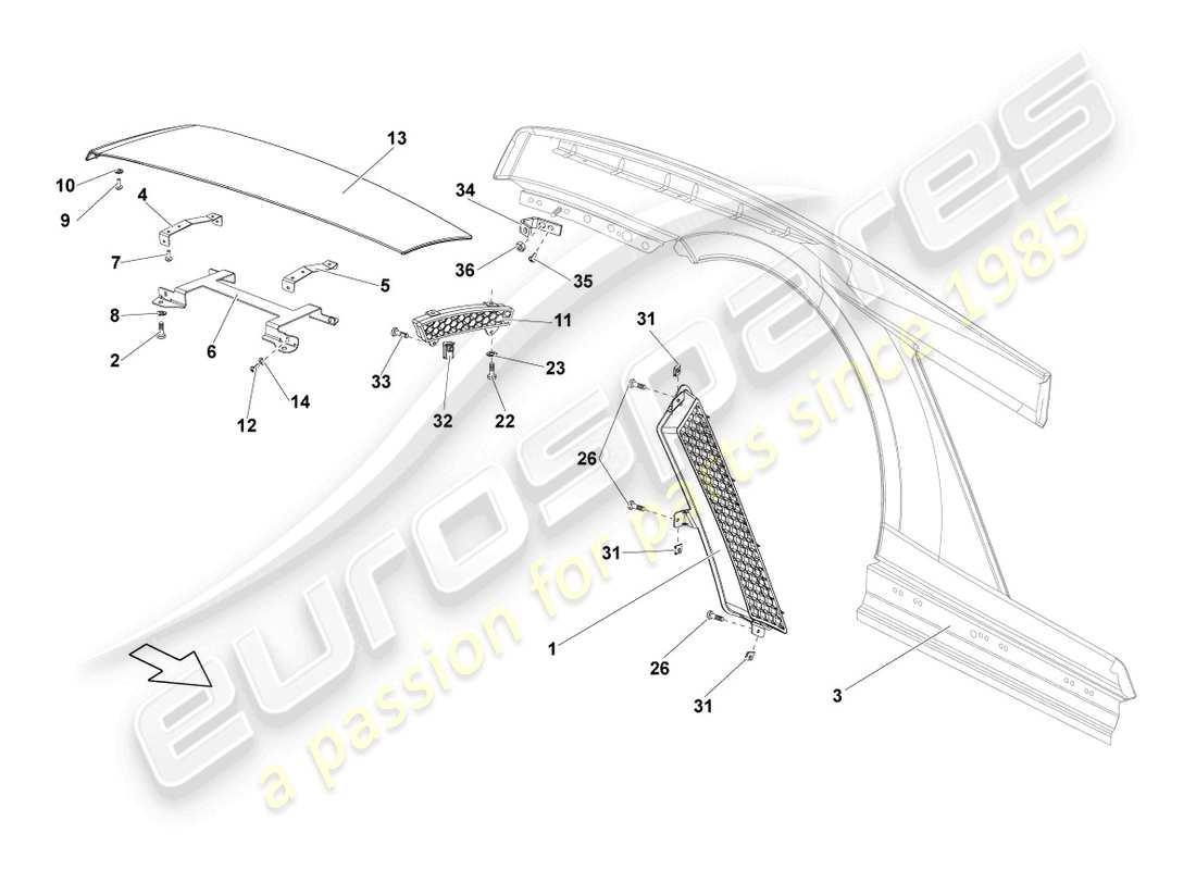 lamborghini lp560-4 coupe (2009) wing rear part diagram