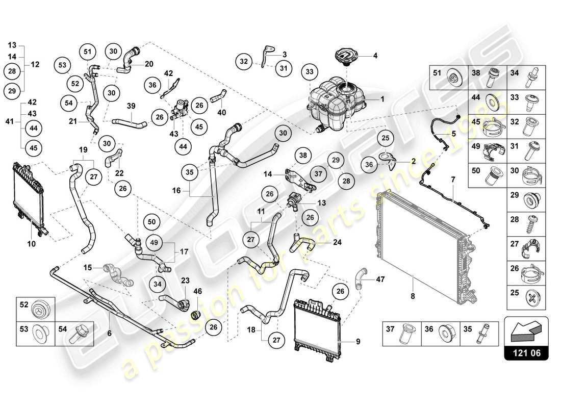 lamborghini urus s (2024) cooler for coolant part diagram