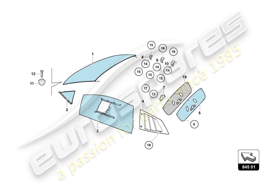 lamborghini super trofeo (2016) windows part diagram