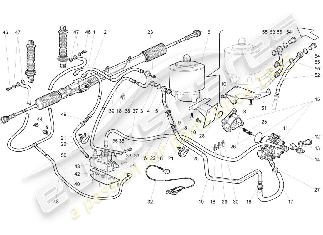 lamborghini gallardo coupe (2006) steering gear part diagram