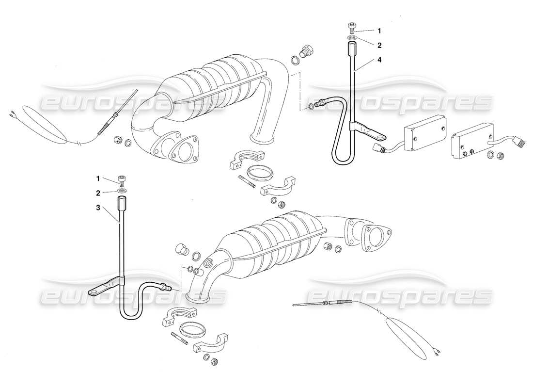 lamborghini diablo (1991) exhaust system (valid for switzerland version - october 1991) part diagram