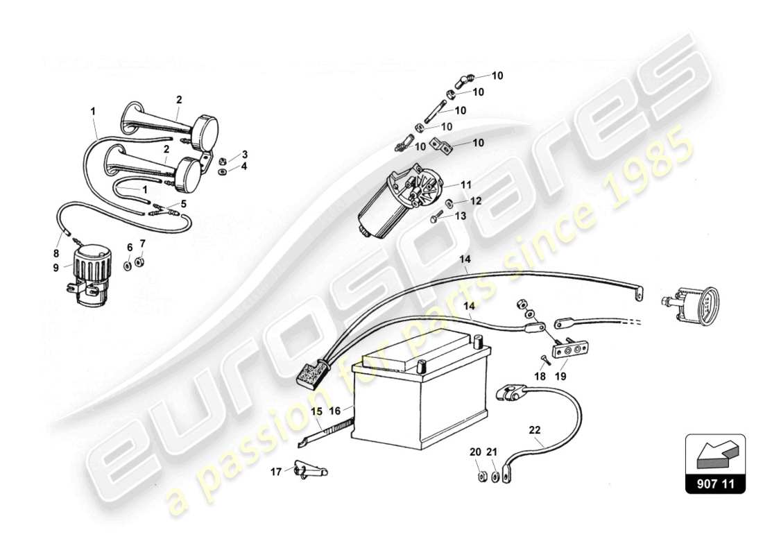 lamborghini countach 25th anniversary (1989) electrical system part diagram