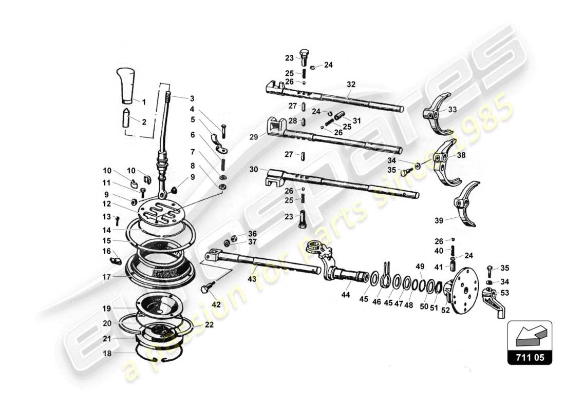 lamborghini countach 25th anniversary (1989) lever set part diagram