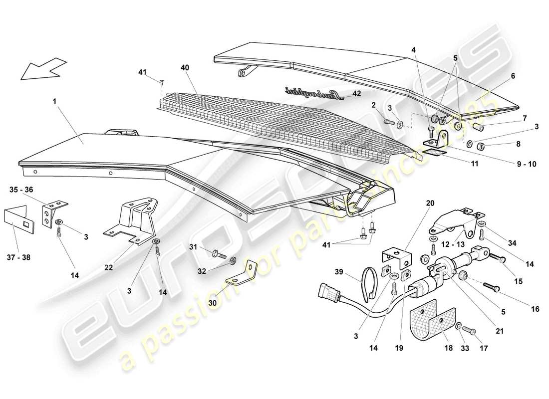 lamborghini reventon roadster flap for engine cover part diagram