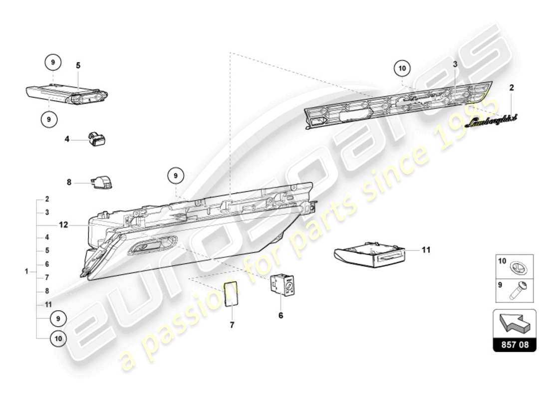 lamborghini sto (2023) glove compartment part diagram