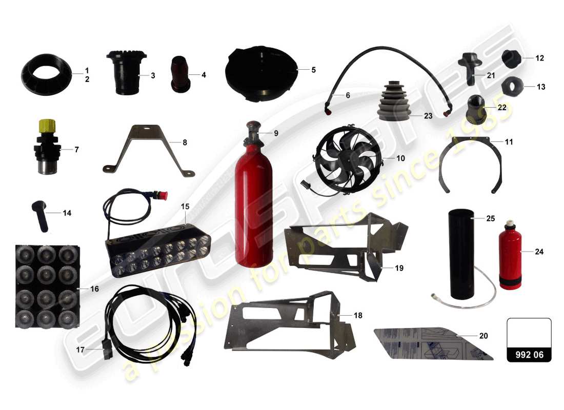 lamborghini super trofeo evo (2018) endurance kit part diagram