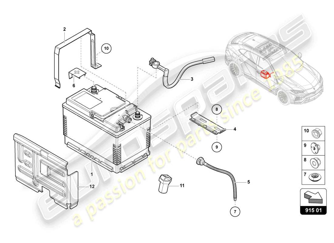 lamborghini urus performante (2024) battery part diagram