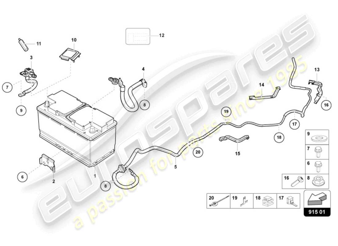 lamborghini evo spyder (2024) battery part diagram