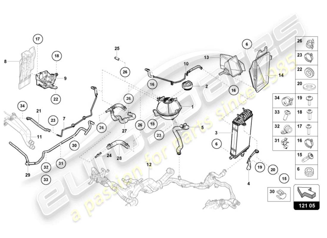 lamborghini sterrato (2024) cooler for coolant part diagram