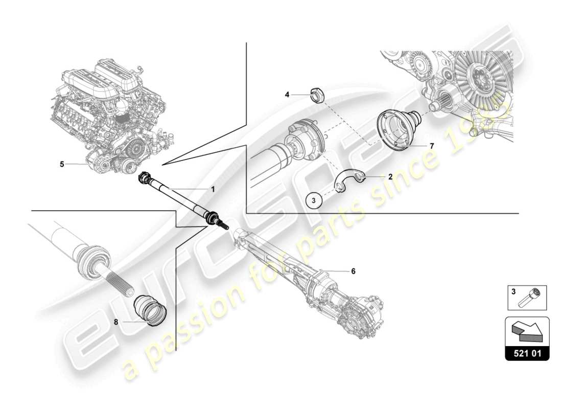 lamborghini sterrato (2024) drive shaft part diagram