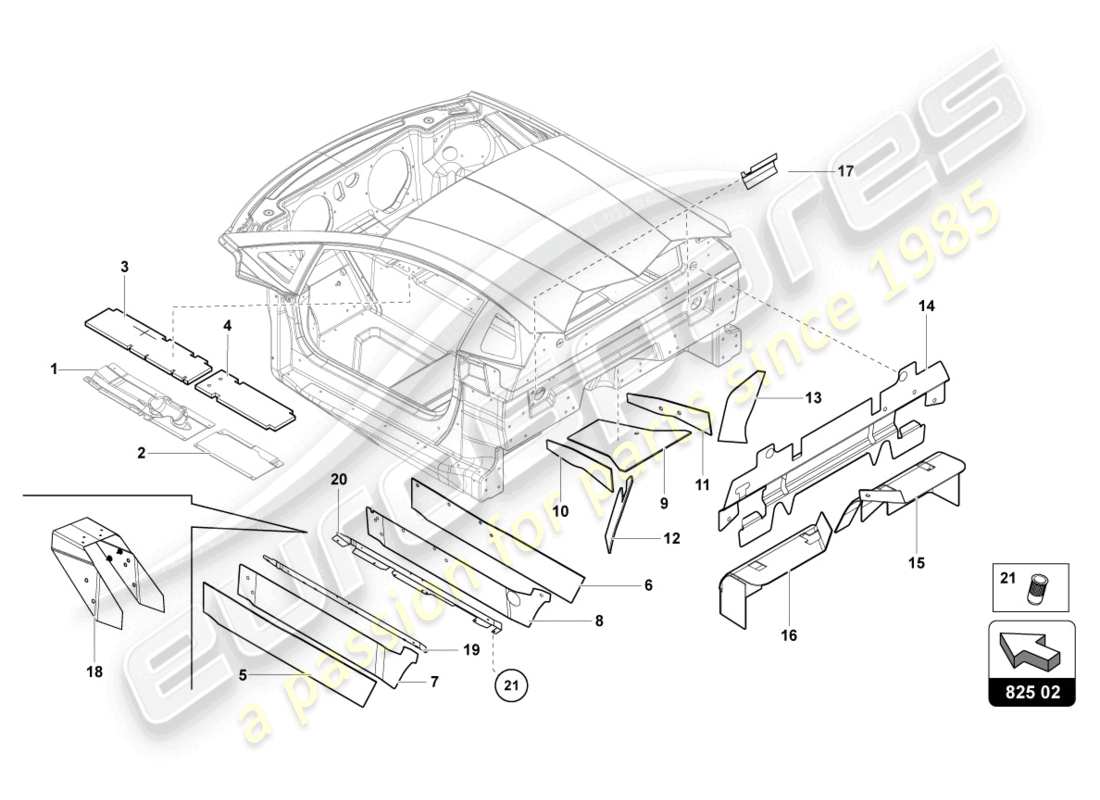 lamborghini ultimae roadster (2022) damper for tunnel part diagram