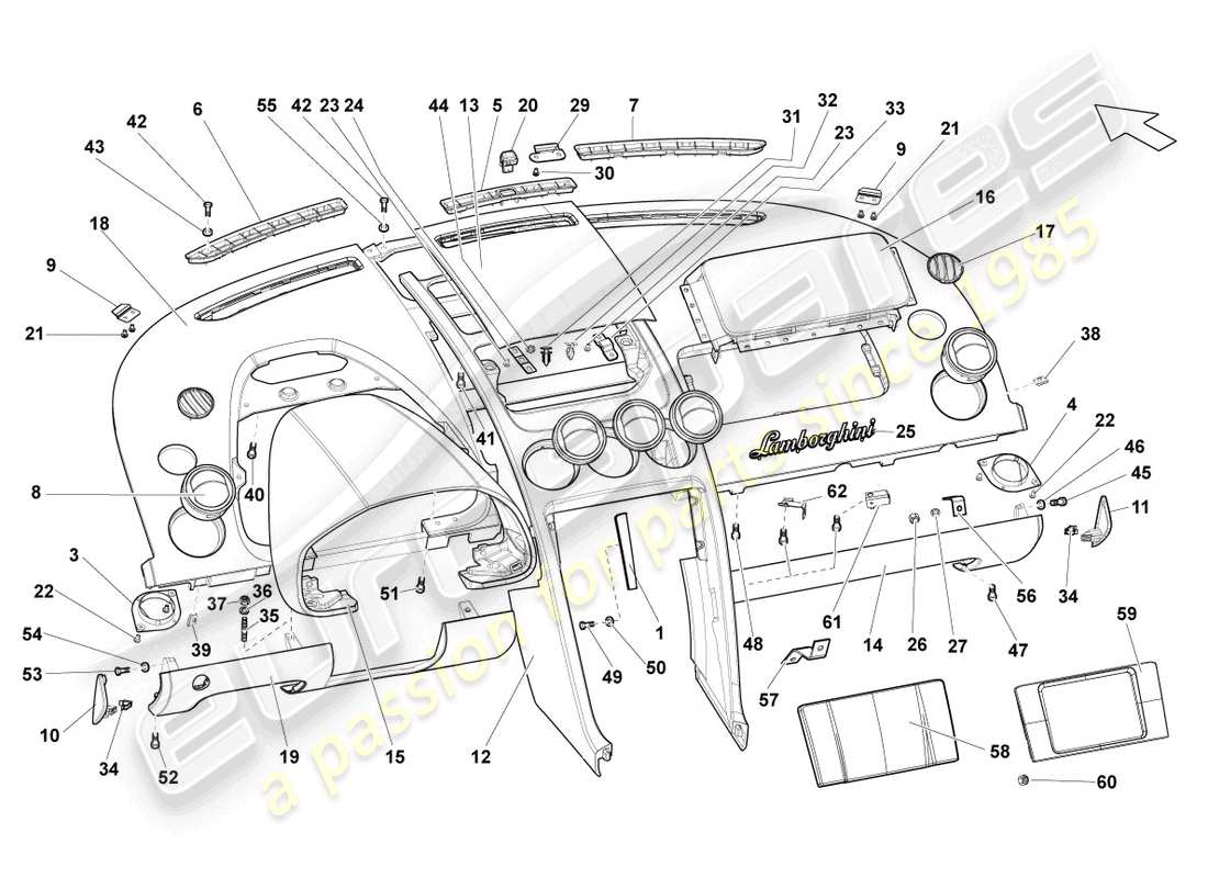 lamborghini lp560-4 coupe (2009) dashboard part diagram