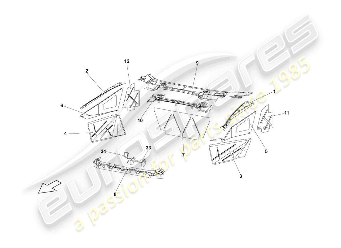 lamborghini lp670-4 sv (2010) frame front part diagram