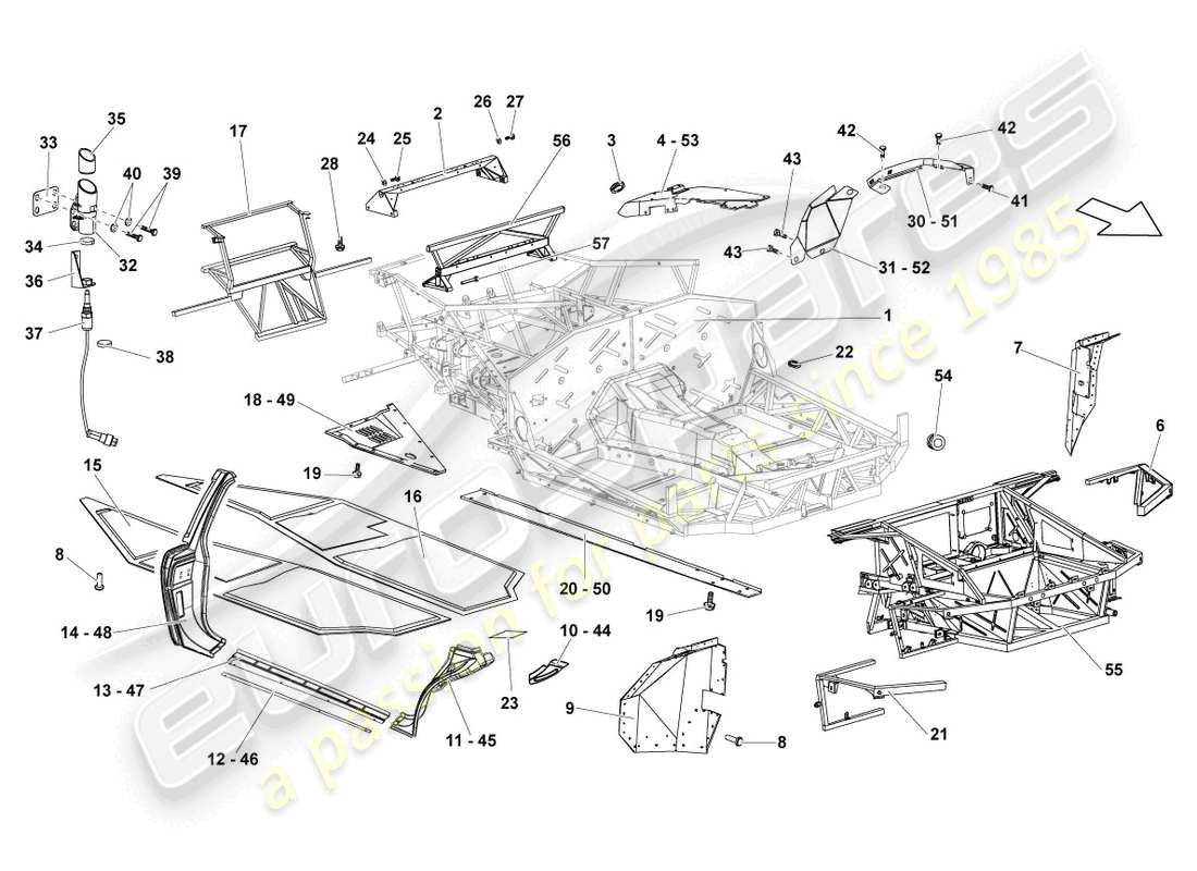 lamborghini lp670-4 sv (2010) frame part diagram