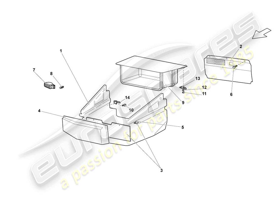 lamborghini lp640 coupe (2007) luggage boot trims part diagram