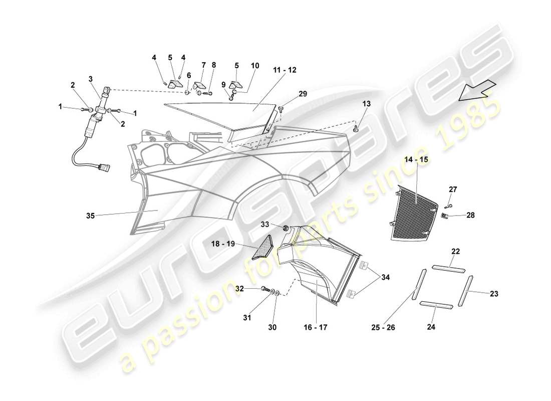 lamborghini reventon roadster side panel trim part diagram