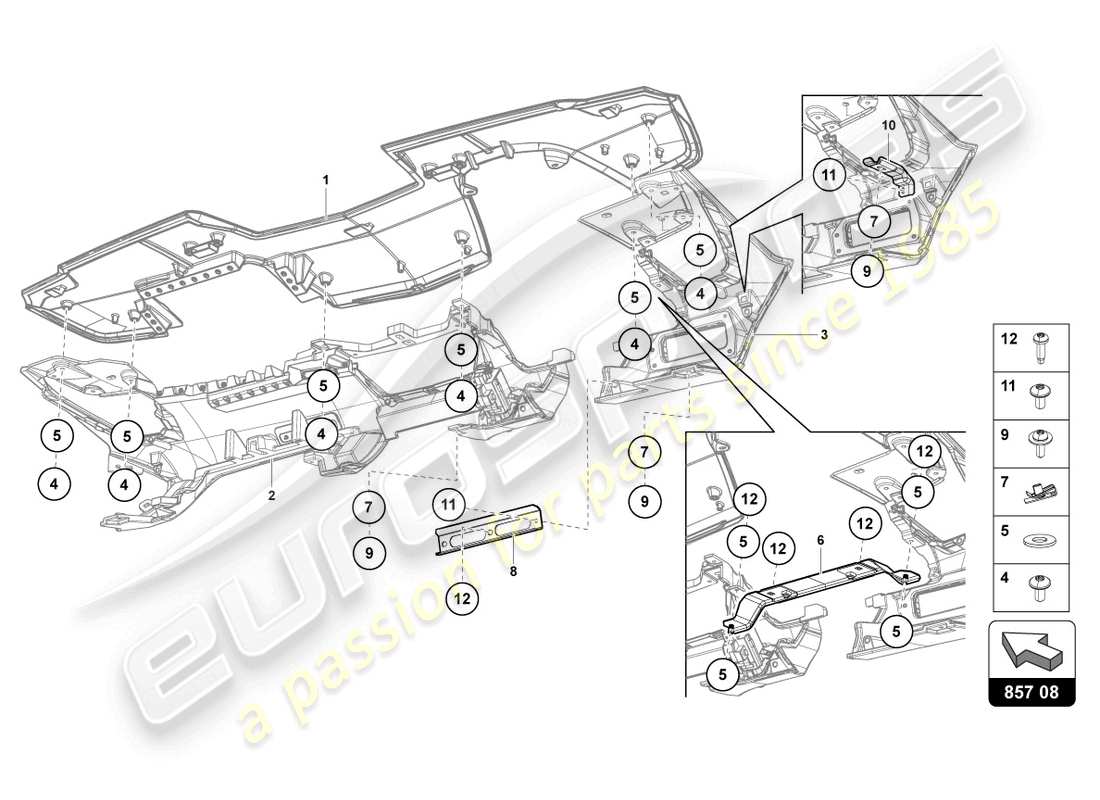 lamborghini countach lpi 800-4 (2022) instrument panel part diagram