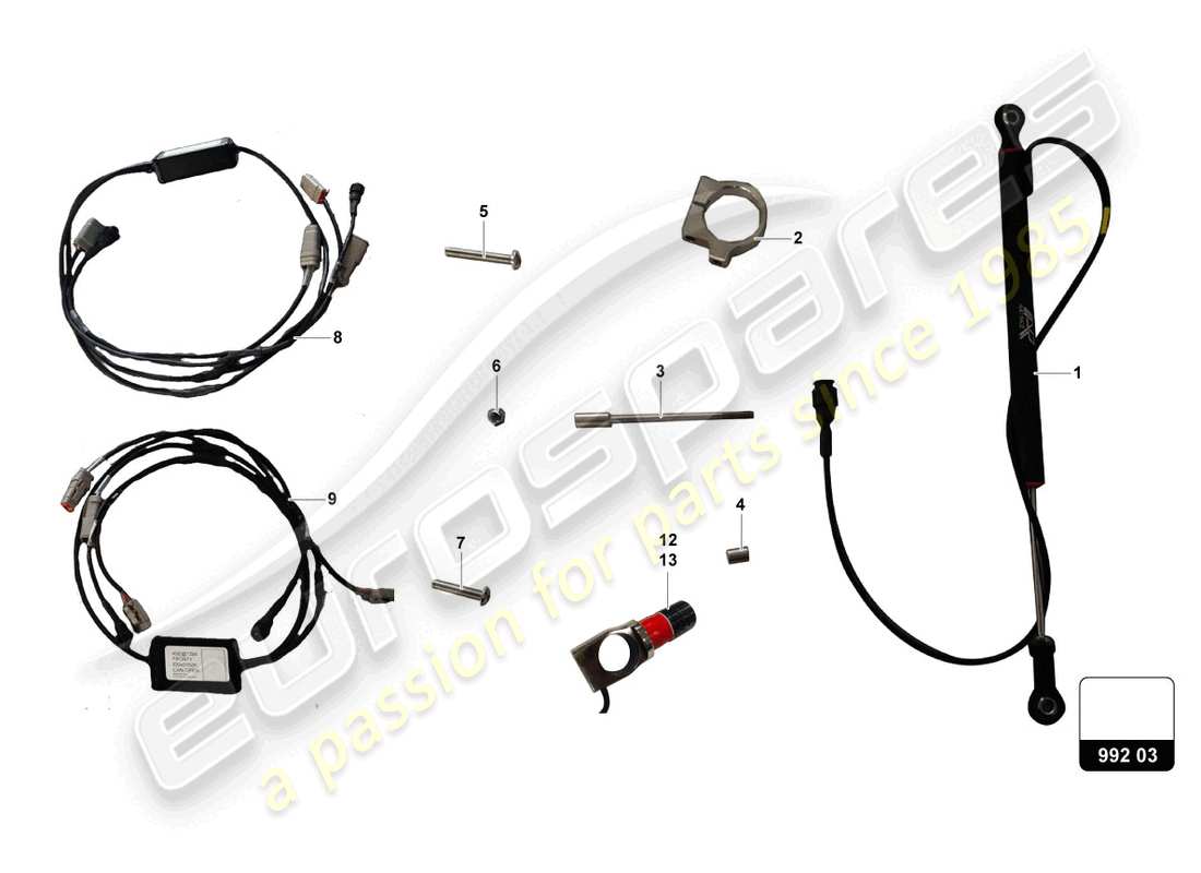 lamborghini super trofeo evo (2018) potentiometers dampers kit part diagram