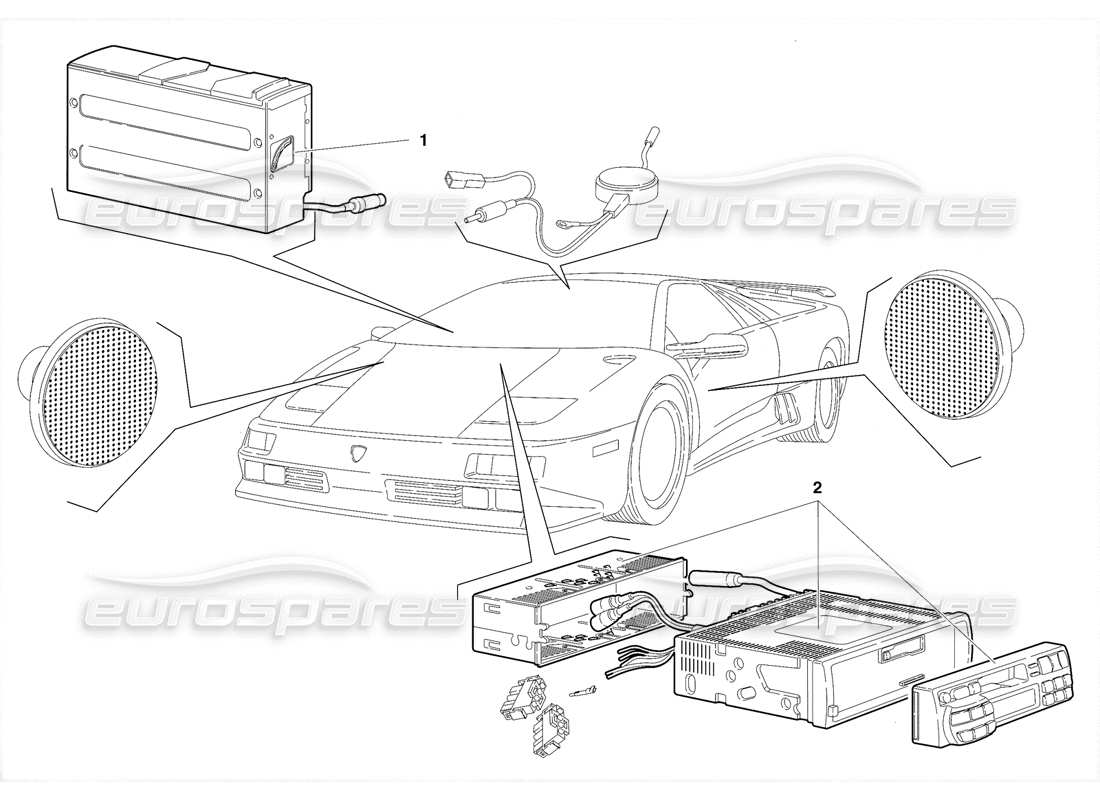 lamborghini diablo se30 (1995) radio set (valid for usa - january 1995) part diagram