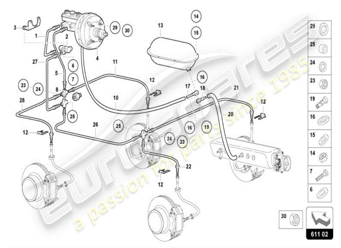 lamborghini diablo vt (1995) vacuum pump for brake servo part diagram