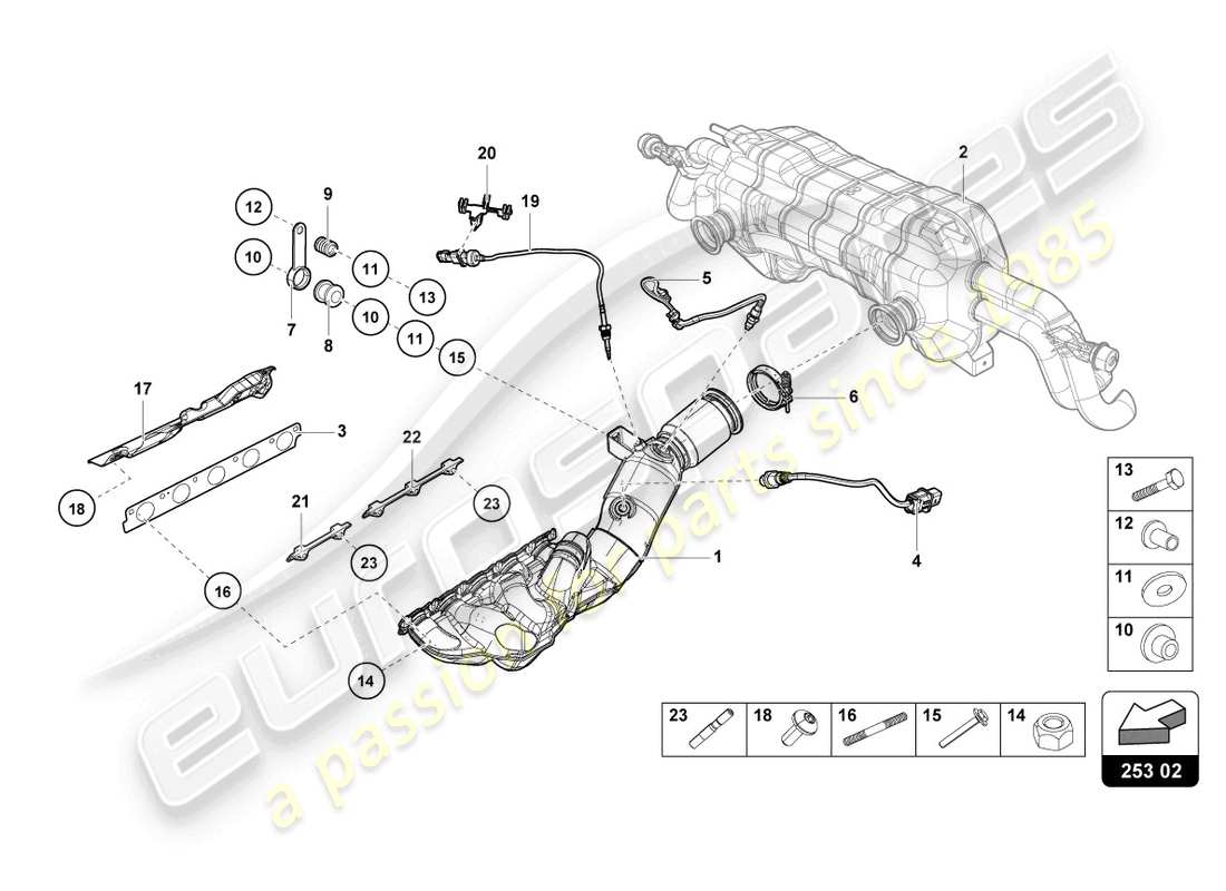 lamborghini sterrato (2023) exhaust manifolds part diagram