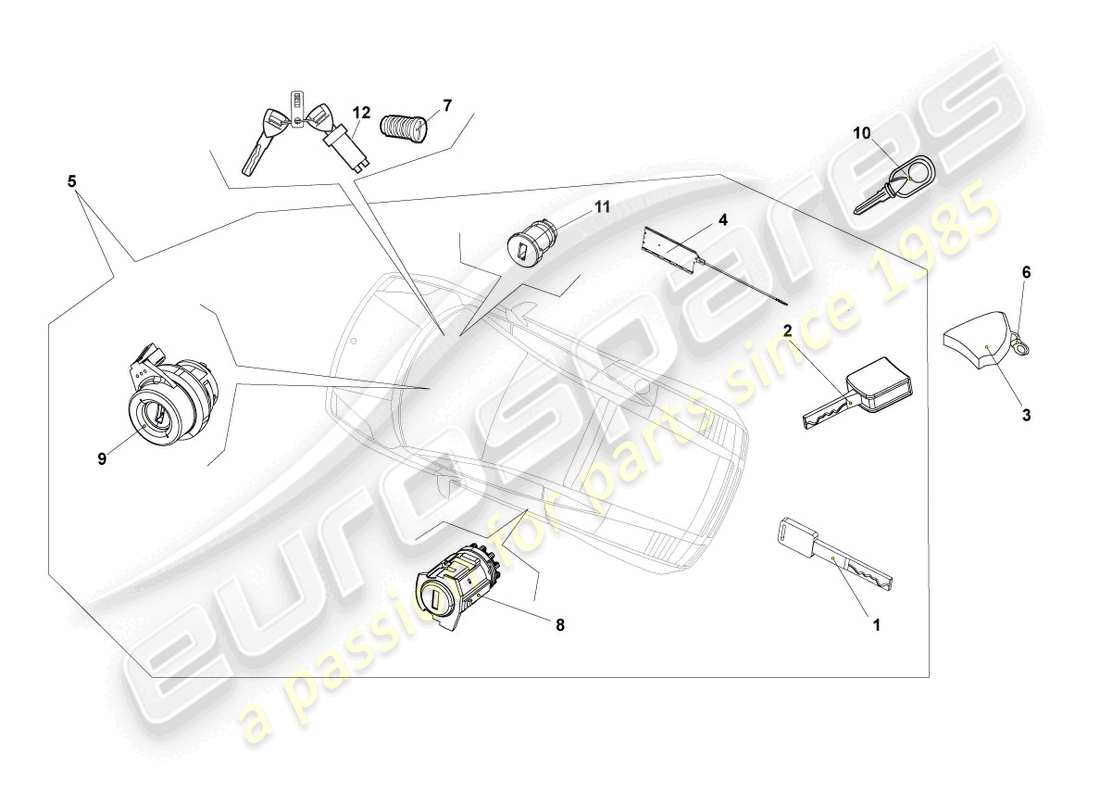 lamborghini lp550-2 coupe (2013) lock cylinders part diagram